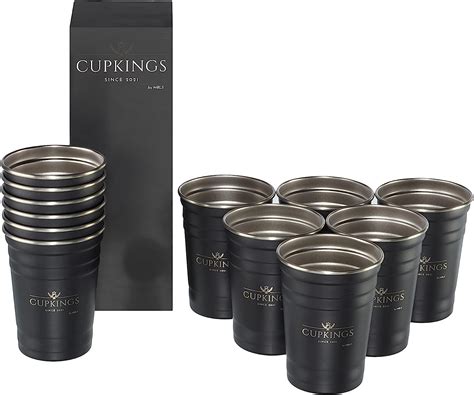 CUPKINGS Bierpong Becher Set 16 Oz 473 Ml 12 Mehrweg Edelstahl