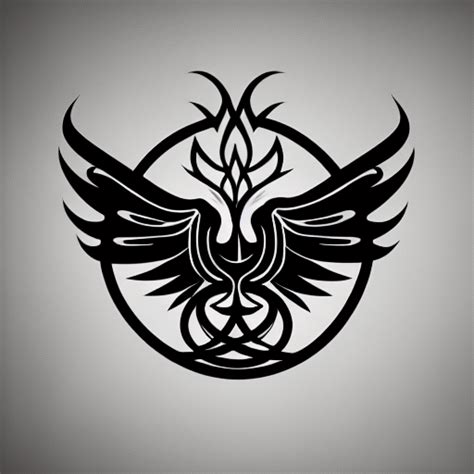 Gothic Phoenix Line Art Logo Design Creative Fabrica