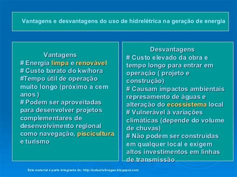 Cite As Vantagens E Desvantagens Das Hidrelétricas E Das Termelétricas - Desvantagens Das Barragens Hidreletricas