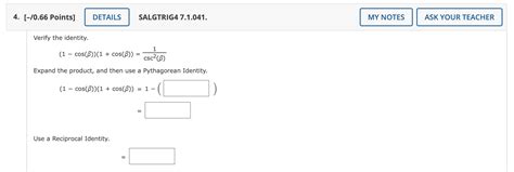 Solved Verify The Identity Cos Cos Csc Chegg