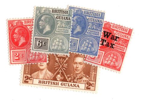 Vintage Mint Postage Stamps From British Guiana Editorial Photography