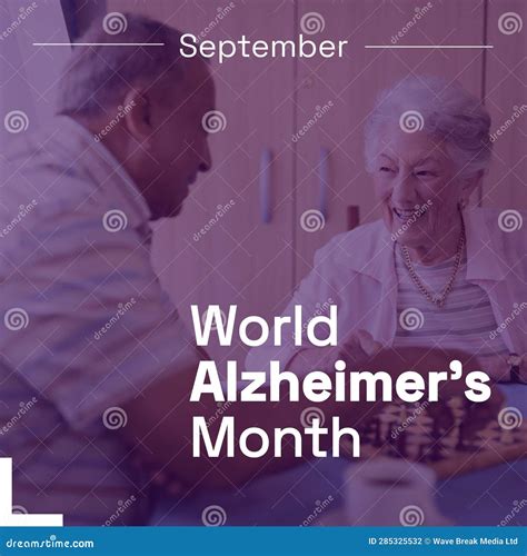 September World Alzheimer S Month Text Over Happy Senior Biracial