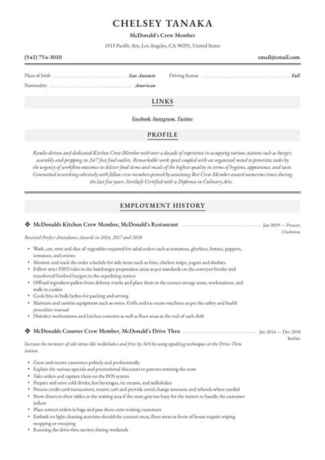 Mcdonalds Resume Writing Guide Examples