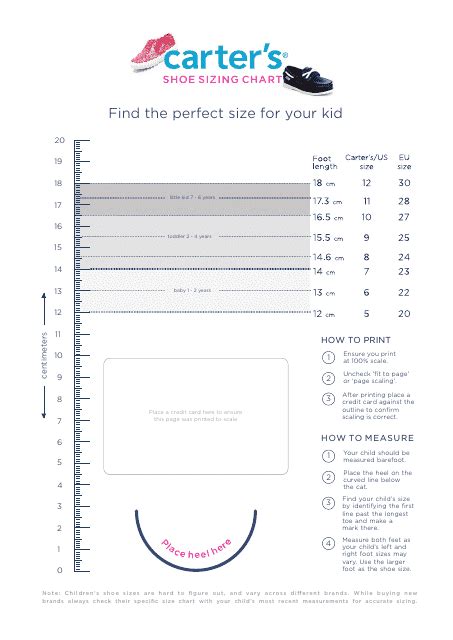 Kids Shoe Sizing Chart Download Printable PDF | Templateroller