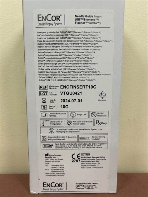 New Bard Encfinsert10g Encor Breast Biopsy System Needle Guide Insert Ge Siemens Fischer