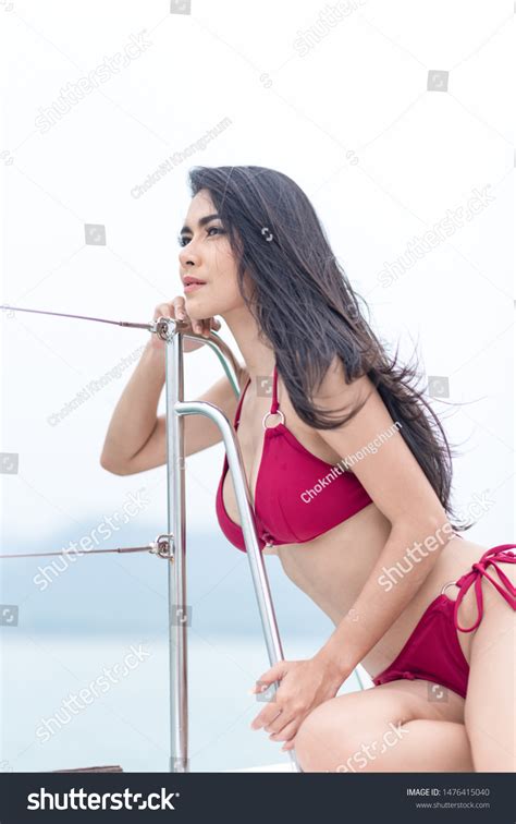 Sexy Beautiful Girls Red Bikini On Stock Photo Edit Now