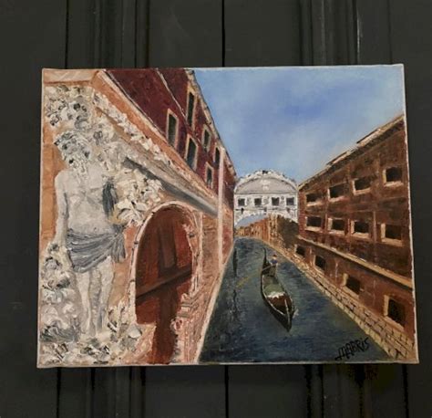 Huile sur toile par Mabris un canal à Venise L5828