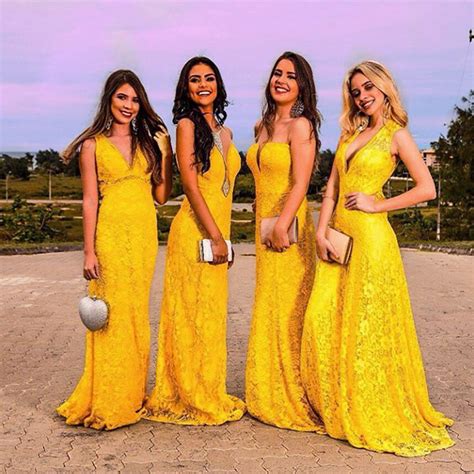 Madrinhas Vestido Amarelo Universo Das Noivas