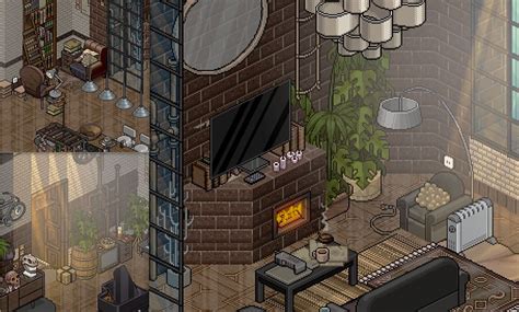 Industrial Habbo Living Room Pixel Art Design Pixel Art Landscape