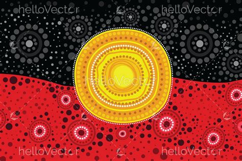 Dot Painting In Aboriginal Style Using The Colors Of The Aboriginal