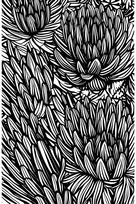 Black Line Art Protea Flowers · Creative Fabrica