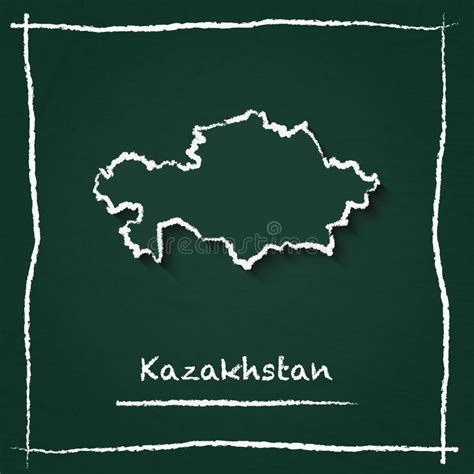 Kazakhstan Outline Vector Map Hand Drawn With Stock Vector