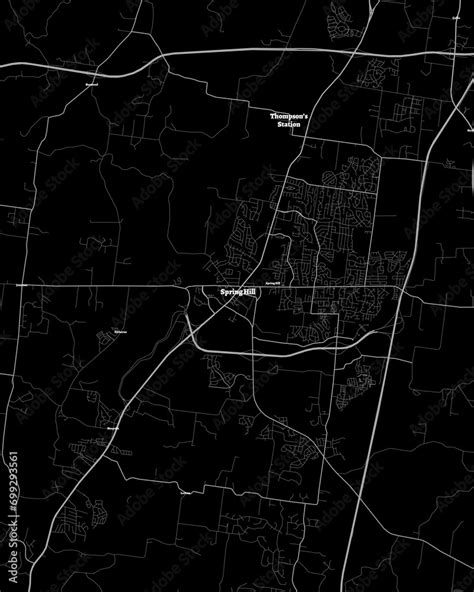 Spring Hill Tennessee Map, Detailed Dark Map of Spring Hill Tennessee ...