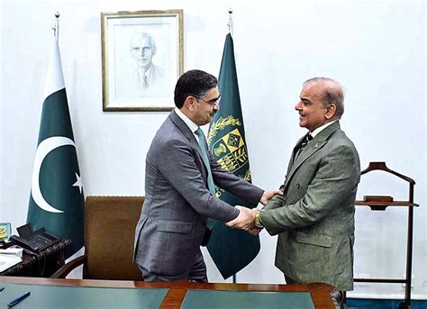 The Outgoing Prime Minister Muhammad Shehbaz Sharif Receiving Caretaker