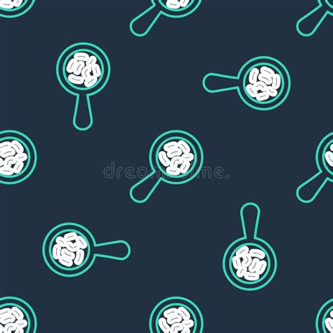 Line Microorganisms Under Magnifier Icon Isolated Seamless Pattern On