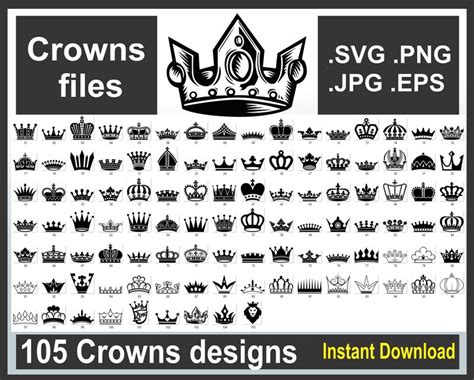 Crowns Svg Bundle Silhouette Crowns Svg Bundle Crown For Etsy