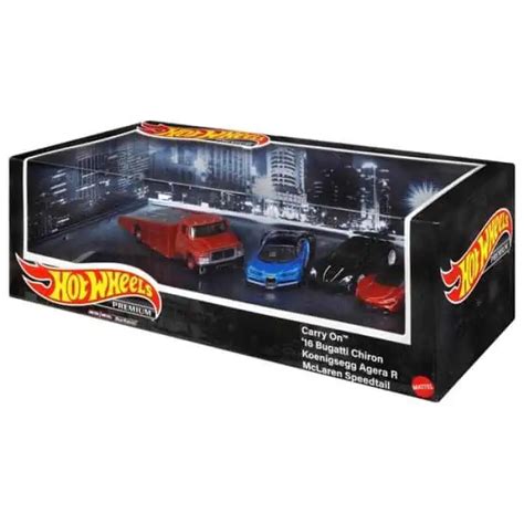 Hot Wheels Box Premium Carry On Bugatti Chiron Koenigsegg Agera R Mclaren Speedtail