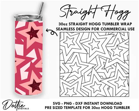 Dottie Digitals Stars Oz Hogg Straight Tumbler Wrap Svg Png Dxf