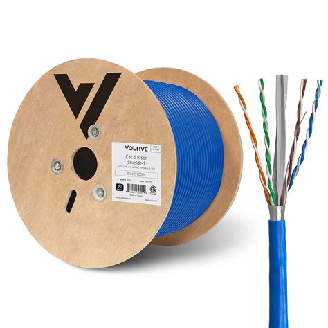 Buy Voltive Cat6 Shielded Riser CMR 1000ft Blue Solid Bare Copper