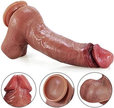 Inch Realistic Dildo Skin Feeling Huge Penis Liquid Silicone Suction Big Dick Eur