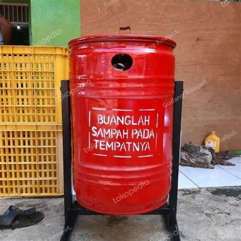 Jual Tong Sampah Besi 60 Liter Tiang Gantung Drum Sampah Pembakaran