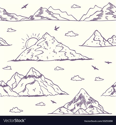 Mountain doodle seamless Royalty Free Vector Image