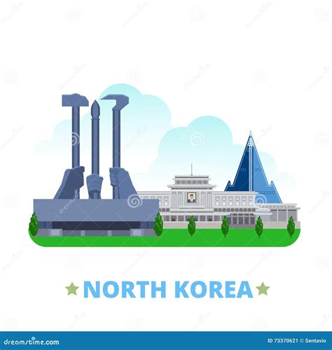 North Korea Country Design Template Flat Cartoon S Stock Vector ...