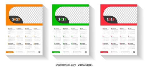 2023 Wall Calendar Design Template Red Stock Vector (Royalty Free ...