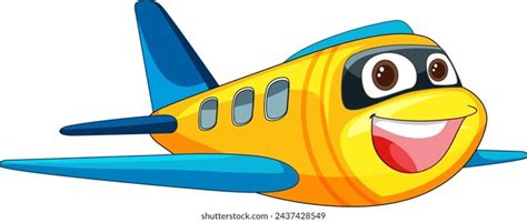 Colorful Smiling Airplane Character Eyes Stock Vector (Royalty Free ...