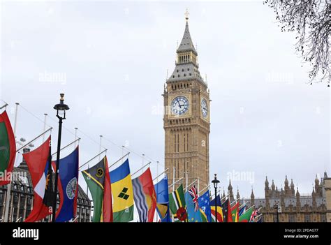 Flags Up For All The Commonwealth Country Flags On Parliament Square