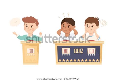 Kids Playing Quiz Game Mind Sport Stock Vector (Royalty Free ...