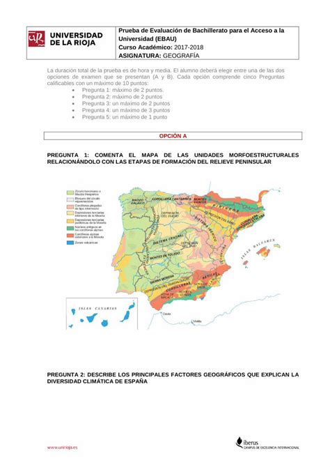 Pdf Prueba De Evaluaci N De Bachillerato Para El Comenta El Mapa