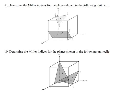 Solved 9 Determine The Miller Indices For The Planes Shown Chegg