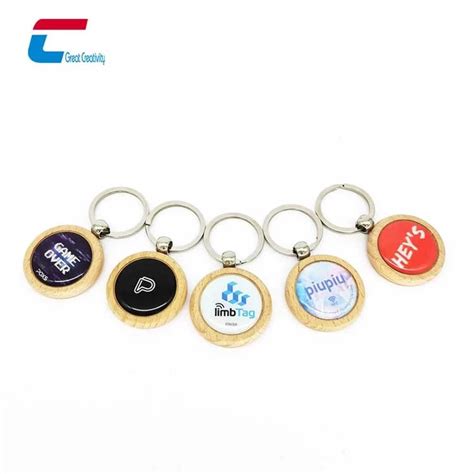 Programmable Wood Rfid Key Tag Nfc Epoxy Keychain Key Fob Wholesale