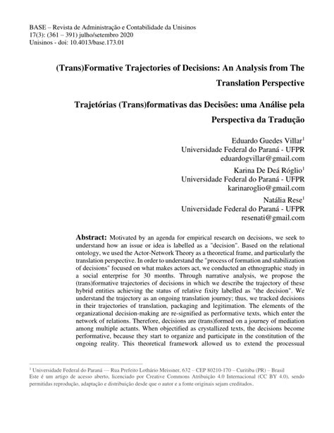 Pdf Trans Formative Trajectories Of Decisions An Analysis From The