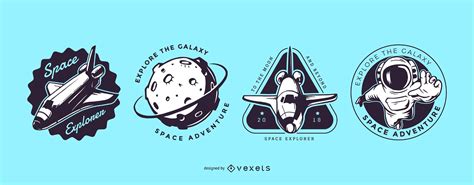 Conjunto De Logos De Exploración Espacial Descargar Vector