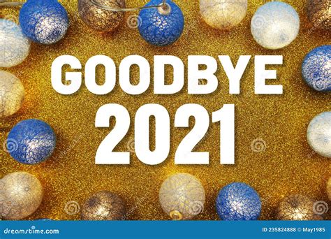 Goodbye Text And Led Cotton Balls Decoration On Yellow Glitter