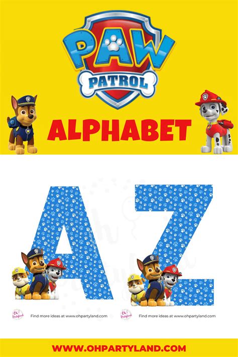 Paw Patrol Alphabet Oh Partyland