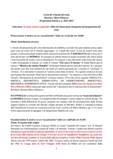 Cinema Del Reale Appunti Completi Di Lezioni E Libro Prof Melanco