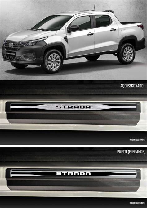 Jogo Soleira Premium Elegance Fiat Strada 2020 2021 2022 2023 2024