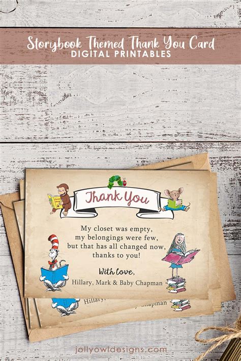 Storybook Theme Printable Thank You Card Jolly Owl Designs