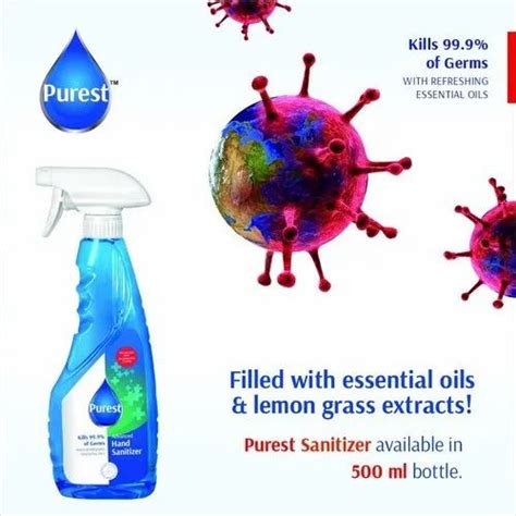 Purest 70 Alcohol Based Hand Sanitizer Spray 500ml At Rs 60 Hand