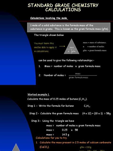 Calculations Involving The Mole You Must Learn This And Be Able To