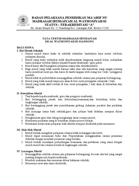 Tata Tertib Madrasah Ibtidaiyah23 Pdf