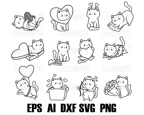 Valentines Cat Svg Valemtines Day Svg Cat Svg Cat Love Svg Love Svg