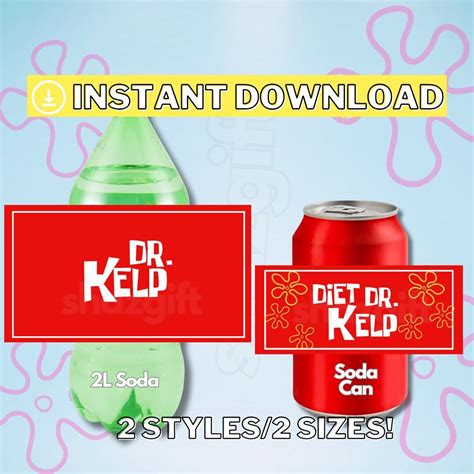 Dr Kelp and Diet Dr Kelp Soda Label Birthday Party Instant Download ...