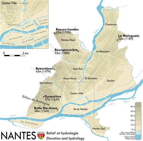 carte du relief de nantes