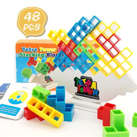 Buy 48 Pcs Tetra Tower Game Balance Stacking Block Party Game For