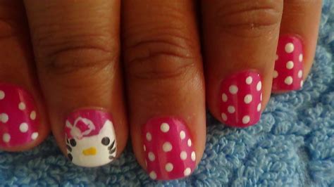 DecoraÇÃo De Unhas Hello Kitty Ou Desenho Óla Kitty Nail Art Tutorial