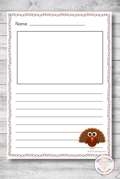 Printable Turkey Writing Paper Thanksgiving Pages Nurtured Neurons